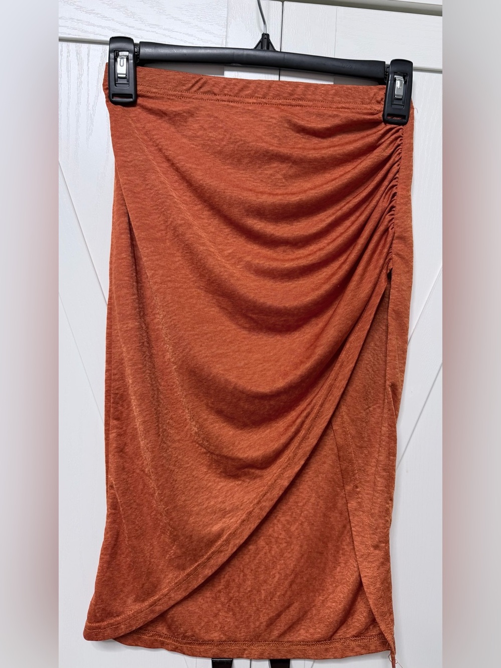 SHEIN Rust Orange Ruched Wrap Midi Skirt - Elastic - Size XS - Bundle & Save 💸